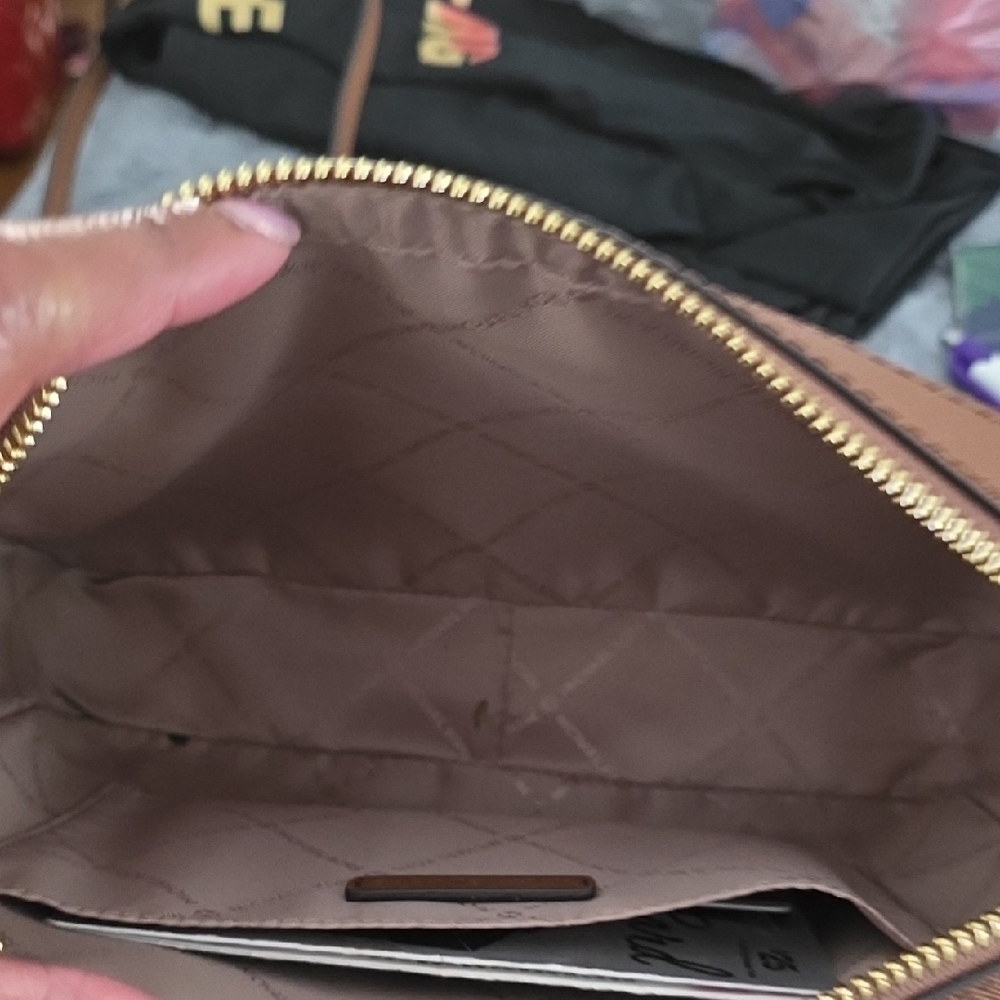 Michael Kors Brown and Tan MK Signature Crossbody Bag - Picture 2 of 6